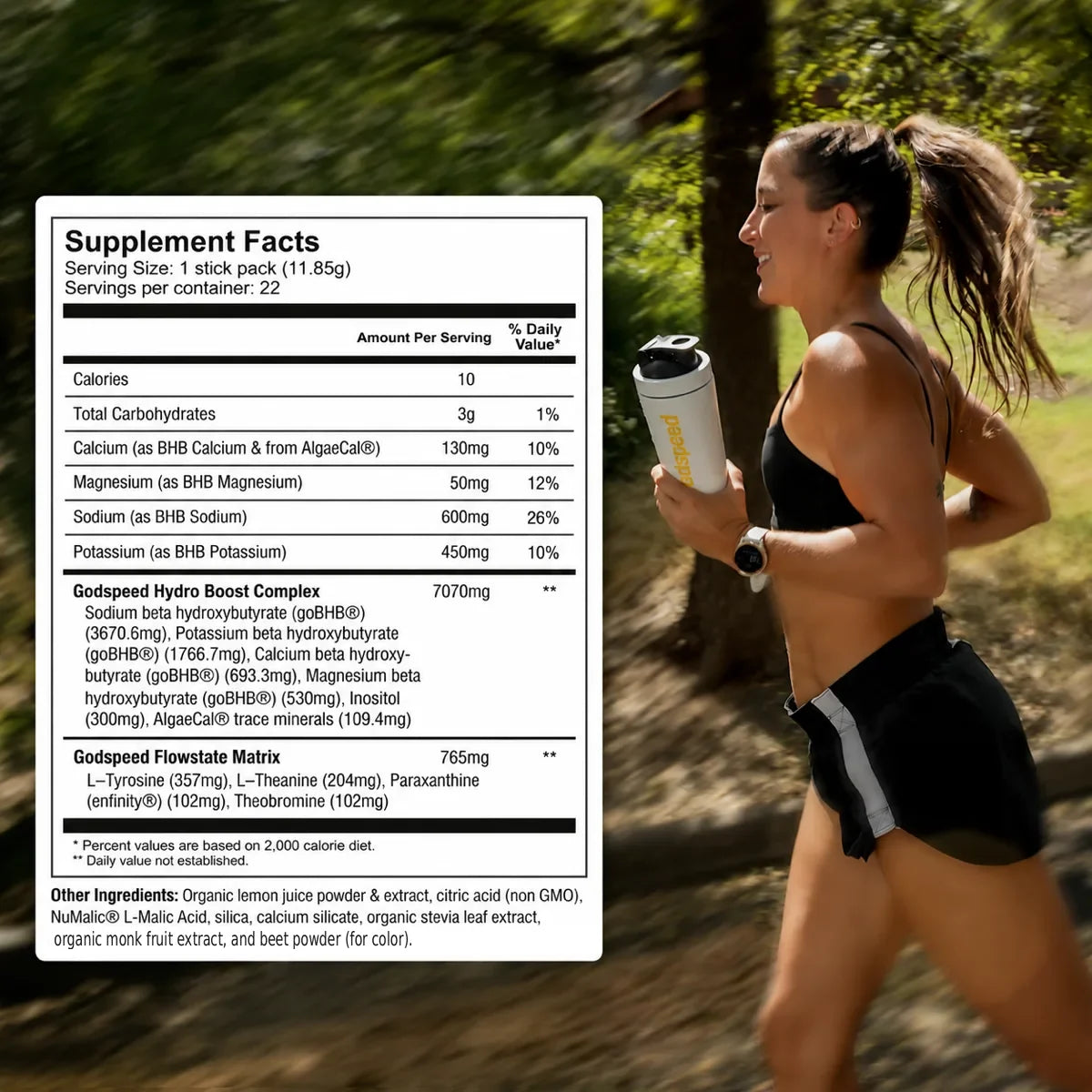 Godspeed Strawberry Lemon supplement facts panel