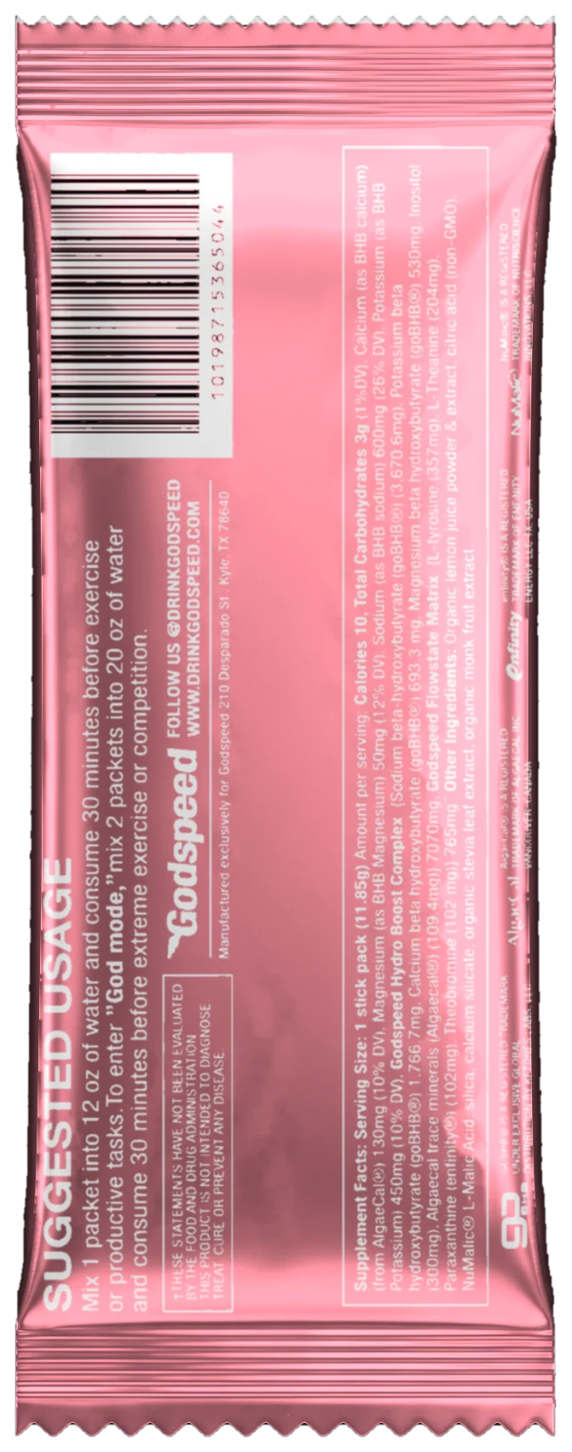 Godspeed Strawberry Lemon stick pack, back
